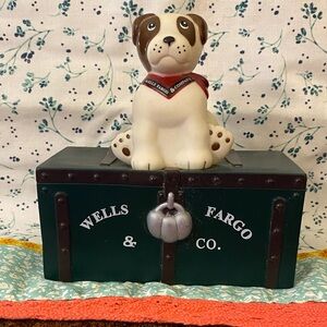 Wells Fargo Dog Bank - Cream and Brown Decorative Coin Bank